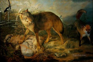 動物 Painting - パウディス クリストファー・ウルフ フックスとシャーフ 1666